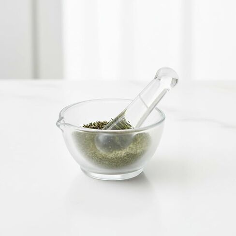 BESTYASH Glass Mortar and Pestle Set with Thickened Base for Stability Small 2.55In Grinding Bowl and Pestle for Laboratory Use and Kitchen Spices Grinding Easy to Clean in Kuwait