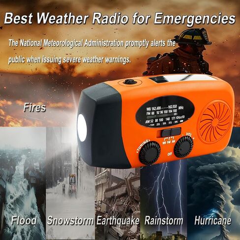 راديو طوارئ طوارئ ، 2000mAh Radio Solar Hand Crank Radio ، أجهزة راديو بطارية محمولة AM/FM NOAA مع شاحن للهاتف الخلوي ، مصباح LED ، إنذار SOS للتخييم ، حالات الطوارئ in Saudi Arabia