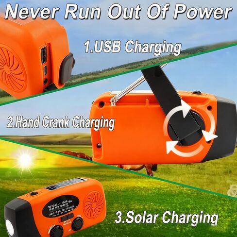 راديو طوارئ طوارئ ، 2000mAh Radio Solar Hand Crank Radio ، أجهزة راديو بطارية محمولة AM/FM NOAA مع شاحن للهاتف الخلوي ، مصباح LED ، إنذار SOS للتخييم ، حالات الطوارئ in Saudi Arabia