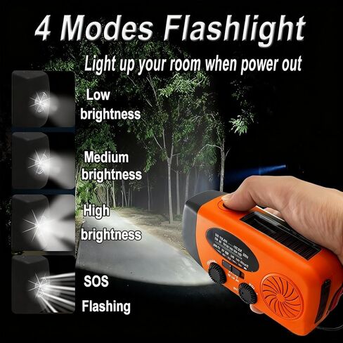 راديو طوارئ طوارئ ، 2000mAh Radio Solar Hand Crank Radio ، أجهزة راديو بطارية محمولة AM/FM NOAA مع شاحن للهاتف الخلوي ، مصباح LED ، إنذار SOS للتخييم ، حالات الطوارئ in Saudi Arabia
