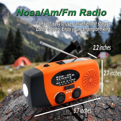 راديو طوارئ طوارئ ، 2000mAh Radio Solar Hand Crank Radio ، أجهزة راديو بطارية محمولة AM/FM NOAA مع شاحن للهاتف الخلوي ، مصباح LED ، إنذار SOS للتخييم ، حالات الطوارئ in Saudi Arabia