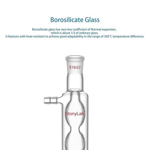 stonylab Allihn Condenser with 19/22 Joints, Borosilicate Glass Lab Condenser for Distillation, Reflux, Chemistry Experiments, 200mm Coil Jacket Length in Saudi Arabia