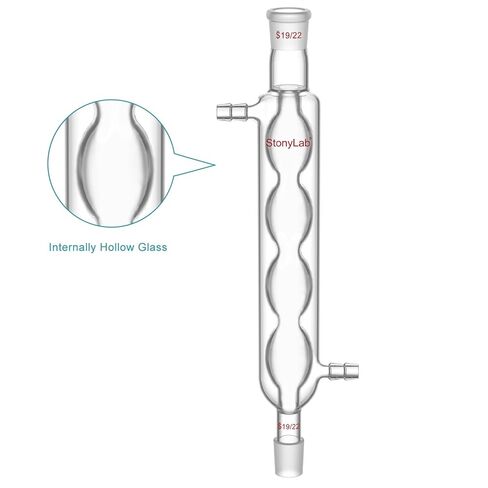 stonylab Allihn Condenser with 19/22 Joints, Borosilicate Glass Lab Condenser for Distillation, Reflux, Chemistry Experiments, 200mm Coil Jacket Length in Saudi Arabia