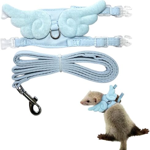 Ferret Harness and Leash with Adjustable Buckle for Small Pets, Soft Breathable Pure Cotton Cloth Walking Vest with Angel Wings for Guinea Pig, Hamster, Baby Rabbit Kitten (Purple) in Saudi Arabia