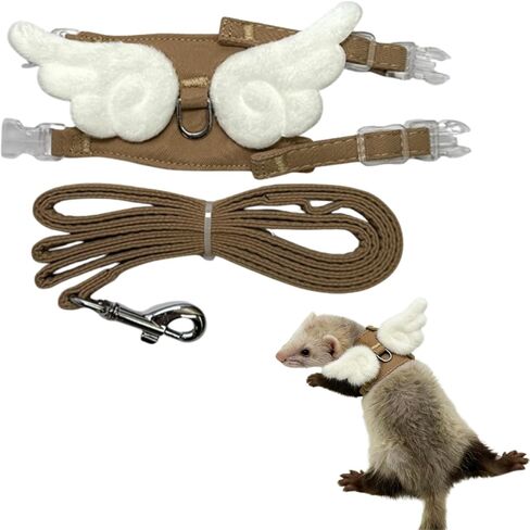 Ferret Harness and Leash with Adjustable Buckle for Small Pets, Soft Breathable Pure Cotton Cloth Walking Vest with Angel Wings for Guinea Pig, Hamster, Baby Rabbit Kitten (Purple) in Saudi Arabia