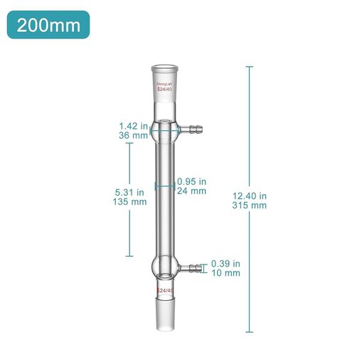 stonylab West Condenser, Borosilicate Glass Liebig Condenser with 24/40 Joint, Jacket Length 200 mm, Chemistry Laboratory Glassware for Distillation, Reflux in Saudi Arabia