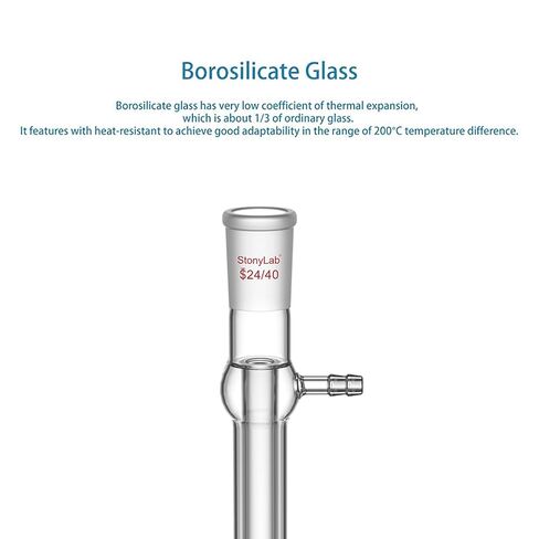 stonylab West Condenser, Borosilicate Glass Liebig Condenser with 24/40 Joint, Jacket Length 200 mm, Chemistry Laboratory Glassware for Distillation, Reflux in Saudi Arabia
