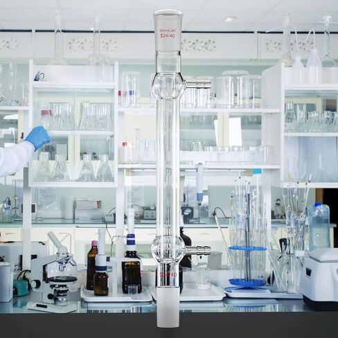 stonylab West Condenser, Borosilicate Glass Liebig Condenser with 24/40 Joint, Jacket Length 200 mm, Chemistry Laboratory Glassware for Distillation, Reflux in Saudi Arabia