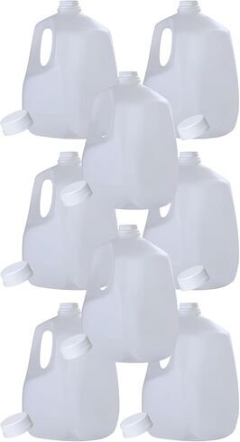 (8 عبوات) زجاجات عصير بلاستيكية فارغة سعة 128 أونصة مع أغطية بيضاء واضحة للعبث - زجاجات عصير - مثالية للعصائر والحليب والعصائر والنزهات وحتى إعداد الوجبات - صنع في الولايات المتحدة الأمريكية in Kuwait