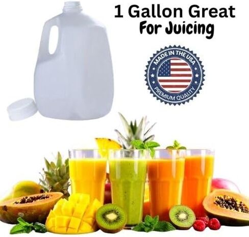 (8 عبوات) زجاجات عصير بلاستيكية فارغة سعة 128 أونصة مع أغطية بيضاء واضحة للعبث - زجاجات عصير - مثالية للعصائر والحليب والعصائر والنزهات وحتى إعداد الوجبات - صنع في الولايات المتحدة الأمريكية in Kuwait