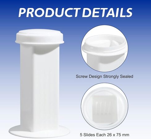 LemonRoad 4 Pack Coplin Staining Jar with Lid - White Polypropylene Laboratory Canisters Slide Staining, Holder 5 Slides Each in Kuwait