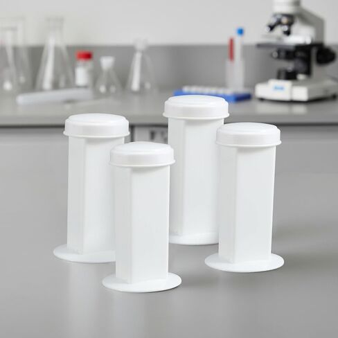 LemonRoad 4 Pack Coplin Staining Jar with Lid - White Polypropylene Laboratory Canisters Slide Staining, Holder 5 Slides Each in Kuwait