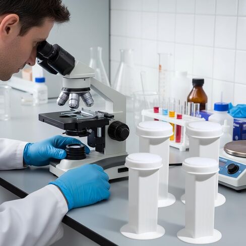 LemonRoad 4 Pack Coplin Staining Jar with Lid - White Polypropylene Laboratory Canisters Slide Staining, Holder 5 Slides Each in Kuwait