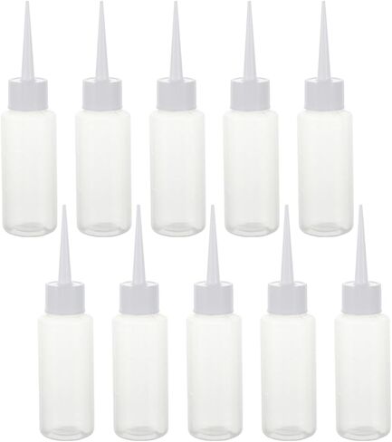 10 قطع من VILLCASE 50 مل (1.7 أونصة) زجاجات ضغط بلاستيكية مع طرف طويل دقيق، زجاجات قطارة فارغة من البولي إيثيلين الناعمة للحرف الفنية، غراء الخشب، طلاء الأكريليك وزيت الآلة in Kuwait