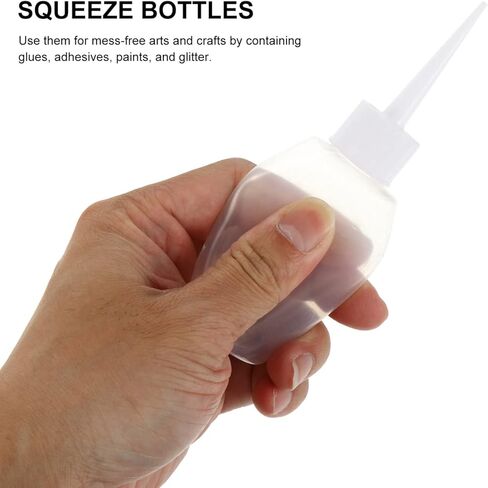 10 قطع من VILLCASE 50 مل (1.7 أونصة) زجاجات ضغط بلاستيكية مع طرف طويل دقيق، زجاجات قطارة فارغة من البولي إيثيلين الناعمة للحرف الفنية، غراء الخشب، طلاء الأكريليك وزيت الآلة in Kuwait