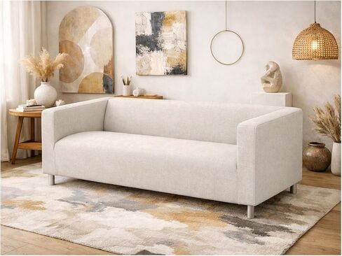 The Durable Cotton Klippan Loveseat Cover Replacement is Custom Made. It Fits IKEA Klippan Loveseat Slipcover, A Sofa Cover Replacement. (Cotton Beige) in Kuwait
