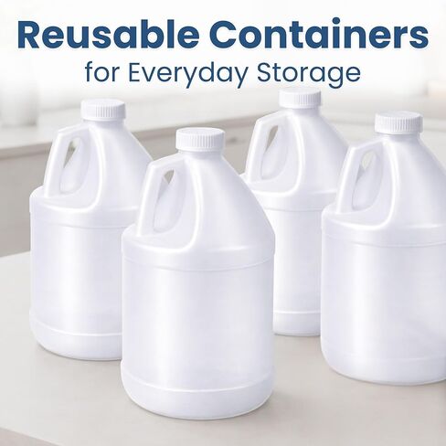 Reusable 1-Gallon Plastic Jug – BPA-Free, Leak-Resistant, Secure Screw-on Lid, Ergonomic Handle, BPA Free, HDPE Plastic, Stackable, Versatile Design for Storage (Pack of 2) in Saudi Arabia