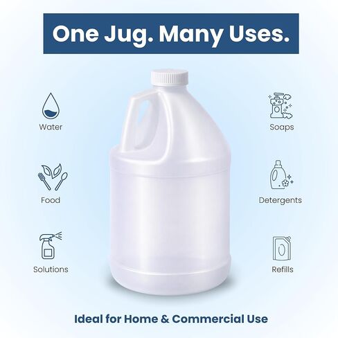 Reusable 1-Gallon Plastic Jug – BPA-Free, Leak-Resistant, Secure Screw-on Lid, Ergonomic Handle, BPA Free, HDPE Plastic, Stackable, Versatile Design for Storage (Pack of 2) in Saudi Arabia