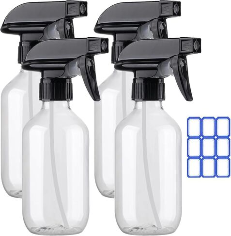 4Pack Plastic Spray Bottles for Cleaning - 10oz/300ml - Mist Stream - No Clog No Leak, Easy to Grip with Adjustable Nozzle - BPA Free in Saudi Arabia