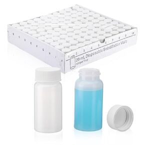 FOUR E'S SCIENTIFIC 20mL HDPE Scintillation Vial, 100 PCS Liquid Scintillation Counting Vials with 22-400 White Screw Cap with Silver Aluminum Foil Liner in Kuwait