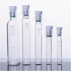 1PCS 5/10/25/50/100ml Glass Screw Colorimetric Tube, Screw Glass Pressure Bottle for Lab(25ml Flat Bottom) in Saudi Arabia
