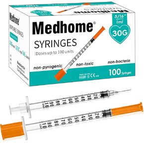 1ml 30G 5/16" (8mm) Syringe, Lab Syringes Individually Wrapped, Pack of 100 in Kuwait