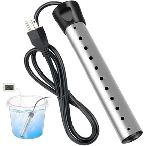 سخان مياه غاطس 2000 وات، سخان مياه كهربائي محمول مع 304 من الفولاذ المقاوم للصدأ، سخان تسخين سريع مع مقياس حرارة، مثالي للدلو وحوض الاستحمام وحمام السباحة الصغير والمنزل والمزارع والتخييم والاستخدام الخارجي in Kuwait