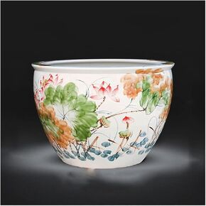 Small Fish Tank Aquarium Ceramic Goldfish Bowl Living Room Fish Culture Tank Garden Lotus Tank Tortoise Large Water Tank Aquarium Starter Kits Fish Tank Kit(B,63cm) in Kuwait