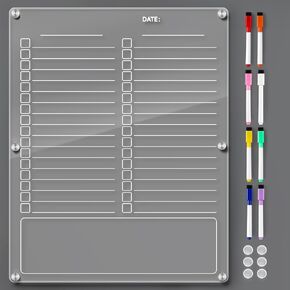 Magnetic Acrylic Calendar for Fridge, 2 Pack Clear Dry Erase Board for Refrigerator, Monthly Planner and Weekly Planner with 8 Colorful Markers, Meal Planner Menu Board for Fridge -14.5''*11.5‘’ in Saudi Arabia