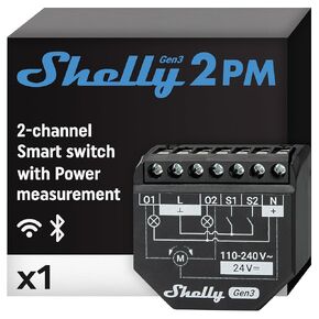 Shelly 2PM Gen3 | WiFi 2-Channel Smart Relay Switch with Power Metering | Home Automation | Roller Shutters, Blinds, Gates Control | Remote Control | Alexa & Google Home | iOS Android App in Kuwait