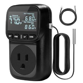 Reptile Thermostat Temperature Controller, Digital Timer Dimming Outlet for Greenhouse, Reptile Tank, Heat Pad, Seedlings, Fermentation, Brewing, Cyclic Timing/Countdown, 15A/1800W, VA Display in Saudi Arabia