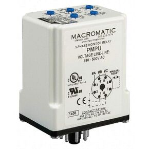 Macromatic Phase Monitor Relay, 190 to 500VAC, 10A @ 277V, 7A @ 30V, 8 Pins, PMPU in Kuwait