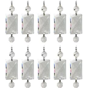 Royal Designs, Inc. CPC-1021-PB-1-10 مناشير بديلة للثريا الكريستالية ذات القطع الهرمي الطويل K9 مع خرز معلق وخرز مثمن إضافي، نحاس مصقول، 10 عبوات in Kuwait