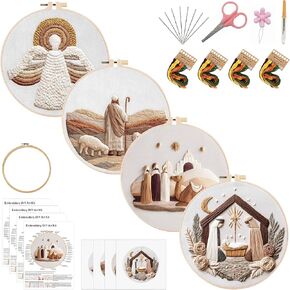 KEKEMEOW 3 Sets Embroidery Kit for Beginners, Stitches with Wild Flower Patterns, DIY Cross Stitch Kits for Adults, Needlepoint Hand Embroidery Kit with Stamped Pattern、Instruction、Hoop in Saudi Arabia