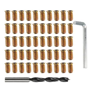 50 قطعة 1/4 بوصة - 20 × 20 مم من إدراجات مترابطة للخشب، مجموعة أدوات تثبيت موصل الأثاث مع مفتاح ربط سداسي وقطعة مثقاب لمشاريع إصلاح الأعمال الخشبية in Kuwait