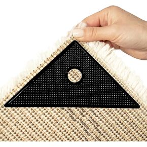 ZC GEL Carpet Stickers 16Pcs, Reusable and Washable Rug Sticky Corners, Larger Carpet Non Slip Grip Keep Corners Flat for Area Rugs, Hardwood Floors, Tile Floors (Black) in Kuwait