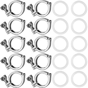 Pindex 10 Pack 2 Inch 190g Heavy Duty Tri Clamp with Silicone Gasket 304 Stainless Steel Sanitary TC Fittings in Kuwait