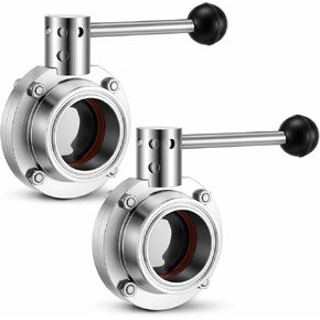 2 Pack Sanitary Butterfly Valve with Pull Handle 304 Stainless Steel Three-clamp Clover(2'' Tube Od) in Kuwait