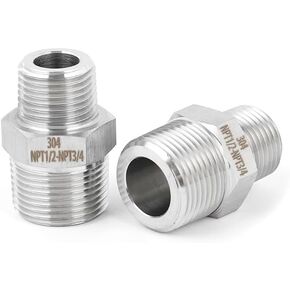 2 حزمة محول ذكر 1/2 إلى 3/4 ذكر، NPT1/2 ذكر-NPT3/4 حلمة ذكر، تركيب أنابيب ملولبة للخدمة الشاقة، فولاذ مقاوم للصدأ 304. in Kuwait