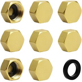 10 PCS 3/8'' Compression Valve Cap Fitting, Brass Cap with Sealing Washer, 3/8 Compression Fittings/Cap Washer/Plumbing Cap for Toilet Faucet, Dishwasher, Water Heater & Supply Line Shut Off Valve in Kuwait