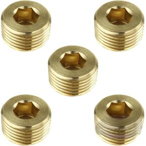 مقبس سداسي داخلي للضاغط 50136 - لجزء أنظمة أنابيب ضاغط الهواء 50136-5 عبوات - سدادات خيط الأنابيب النحاسية/قابس رأس غارق للعداد - 1/2 بوصة MNPT 1200 PSI -65 إلى 250 درجة فهرنهايت 5 عبوات صفراء شديدة التحمل in Kuwait