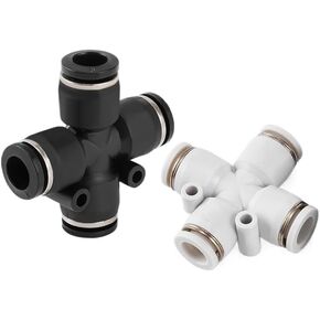 قطعتان من موصلات الهواء PZA وصلات متقاطعة رباعية الاتجاه بلاستيكية سريعة التوصيل 4/6/8/10/12 مم (WhitePZA12) in Kuwait