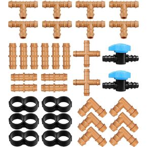 JAYEE 25 Pack Drip Irrigation Barbed Elbow Fittings (17mm) for 1/2" Drip Hose(0.600"ID) ，Sprinkler Tubing Connector for Drip System in Kuwait