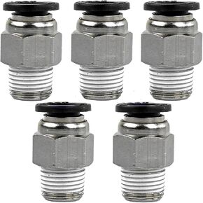 RPDMR4120 تركيب ضاغط الهواء بشكل مستقيم - لجزء الأنظمة الهوائية لضاغط الهواء بريفوست RPDMR4120-5Pack - تركيب خرطوم قفل الدفع - 1/8 بوصة ذكر NPT × 1/4 OD أنبوب أنثى فضية 5 قطع in Kuwait