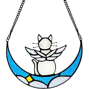 Lcensp Stained Glass Rainbow Bridge Pet Memorial Gifts for Cats, Orange Cat Decor Memorial Gifts for Cat Lovers,Cat Sun Cather Gifts for Women,Cat Bereavement Gifts,Loss of Cat Sympathy Gift in Kuwait