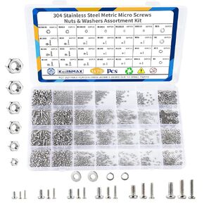 1670Pcs 304 Stainless Steel Metric Micro Screws Nuts Assortment Kit, M1 M1.2 M1.4 M1.6 M2 M2.5 Sizes, Phillips Pan Head Small Machine Screws for Arduino, Electronics, RC Models, DIY Projects in Kuwait