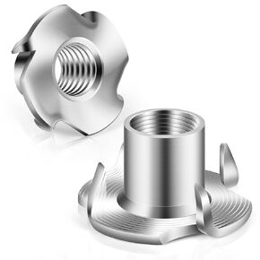 1/4"-20 T-Nuts 304 Stainless Steel, 4-Pronged Tee Nut for Wood, Rock Climbing Holds, Furniture, 25 PCS in Kuwait