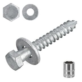 3/8" x 1-1/2" Lag Screws Bolts with Washers, 50Pcs Hot Dip Galvanized Hex Head Lag Screws, Heavy Duty Lag Bolts for Wood, TV Mounts, Deck, Boat Repair in Kuwait