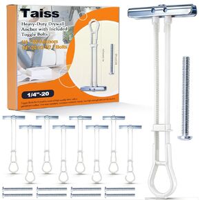 مرساة للجدران الجافة شديدة التحمل من Taiss مع مسامير تبديل متضمنة مقاس 1/4 بوصة - 20 لمجموعة تركيب التلفزيون، ومراسي الجدران المجوفة، والجص والبلاط يحمل ما يصل إلى 270 رطلًا لكل منها في جدار جاف مقاس 1/2 بوصة، 8 عبوات in Kuwait