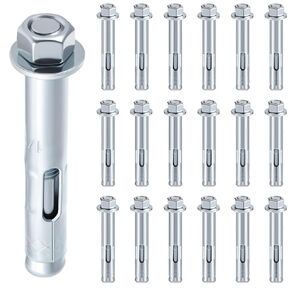 20 Pack 1/2 x 3-inch Sleeve Anchors for Concrete Hex Head Concrete Anchor Bolts Zinc Plated for Masonry Brick Heavy Duty Bolts Secure Fastening in Kuwait
